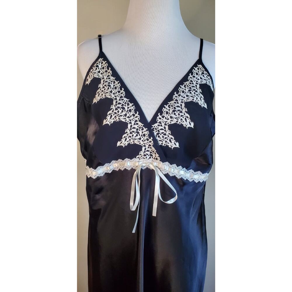 Vintage Delicates‎ Black Satin Maxi Slip Dress Lingerie Women's Size XL - Picture 9 of 11
